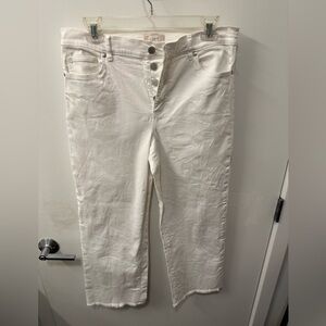 LOFT High Rise Slim Wide Leg Crop Off White Jeans